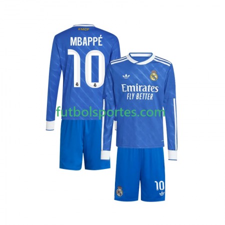 Camiseta Real Madrid Kylian Mbappé 10 Niño Tercera Equipación 2025/2026 Manga Larga